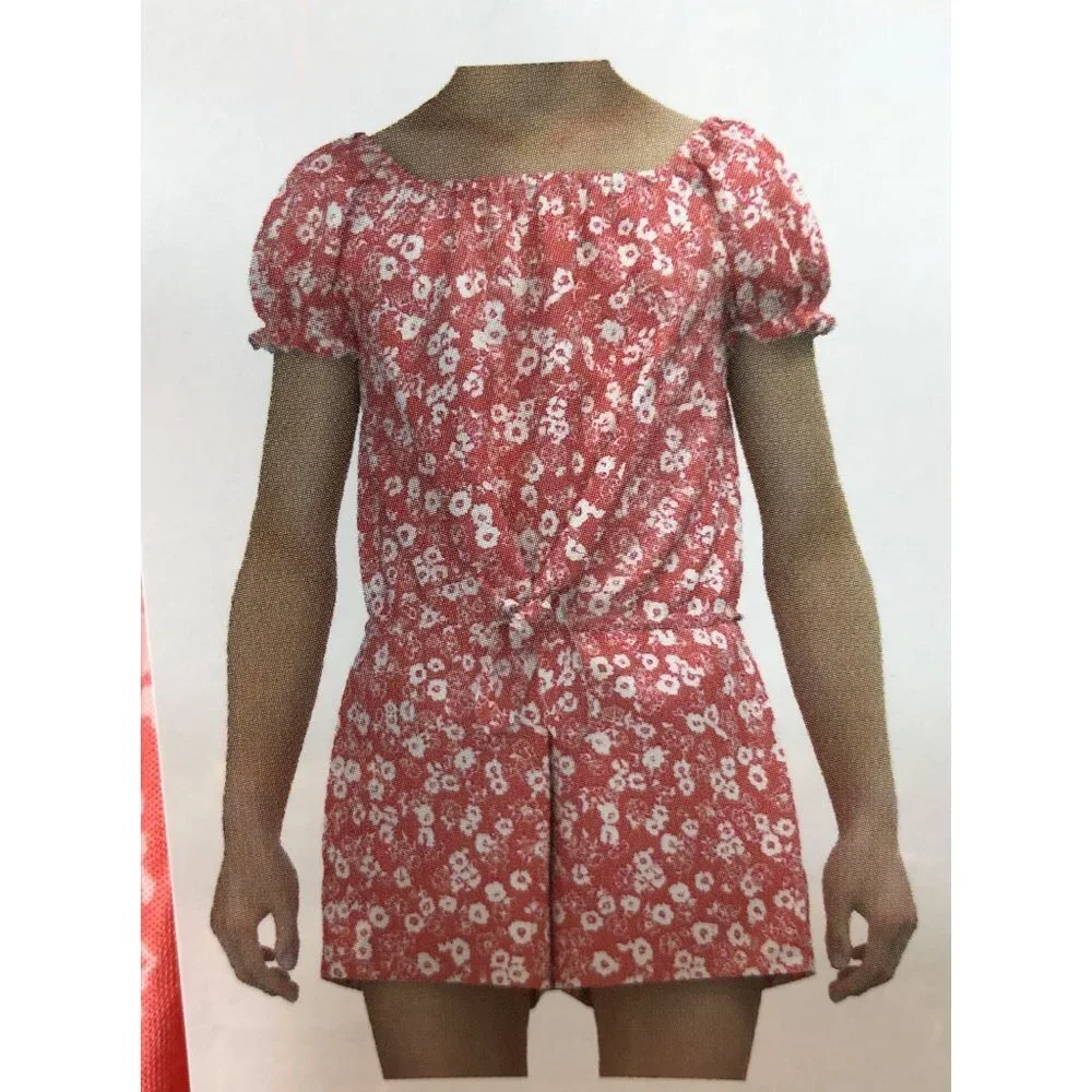 GAP Girl's Soft Chambray Short Puff Sleeve One Piece Romper NWT‎